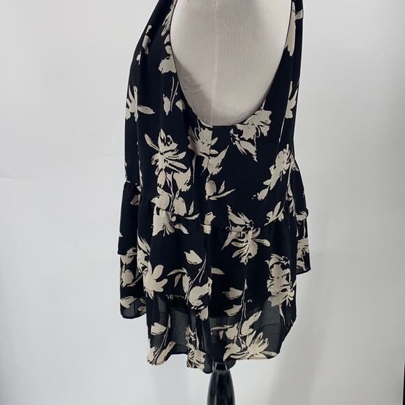 Allison Joy Women's Sleeveless Black & White Floral Halter Top Blouse Size XL - Picture 6 of 14